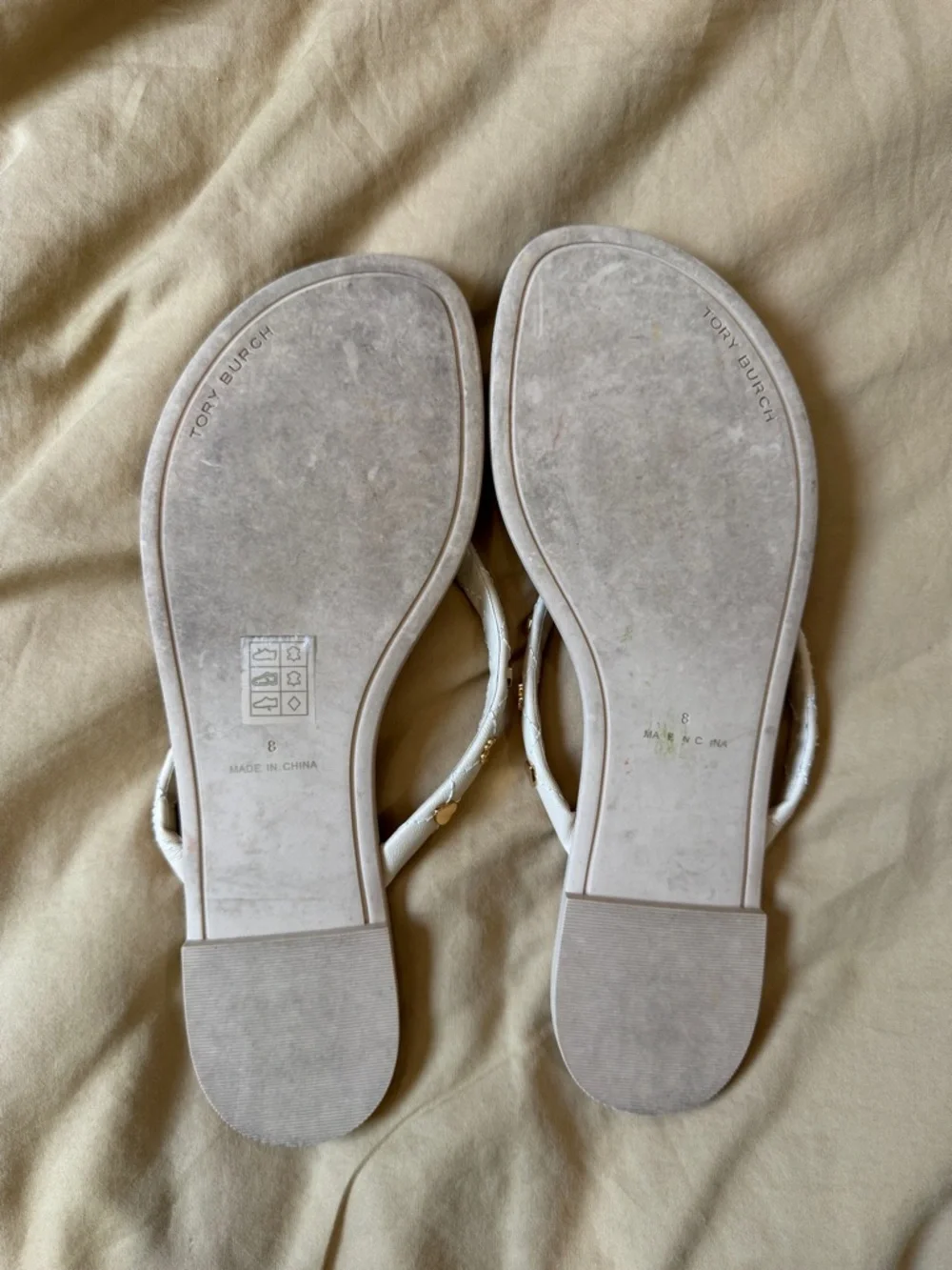 Tory Burch Thong Sandals with Gold Logo Studs